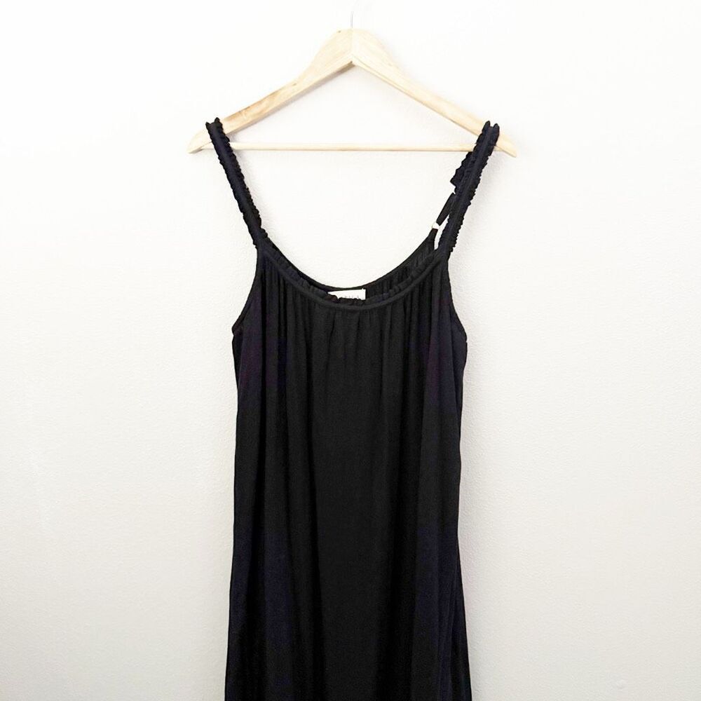 ASPIGA | Frankie Midi Dress Organic Cotton Black Ruffle Strap Gold | Size Large - Picture 6 of 13